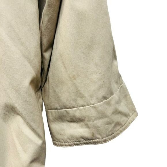 London Fog Vintage Tan Utility Grandma Raincoat with Blue Collar - Picture 7 of 12